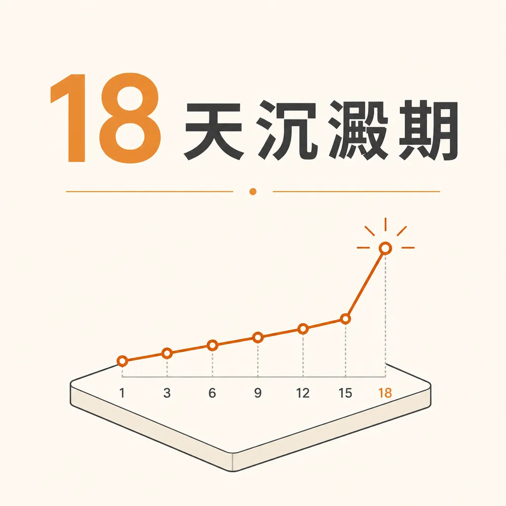「18 天沉澱期」標題搭配自然流量緩慢起飛示意圖
